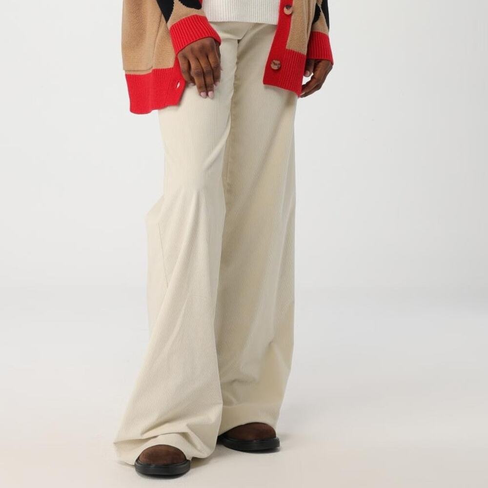 Max Mara Tritone Cotton Corduroy Flared Pants in Cream